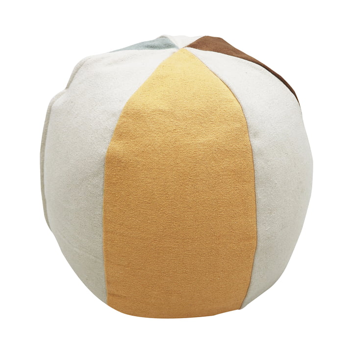 Poef Ball, Ø 45 cm, natuur / bruin / geel by Lorena Canals