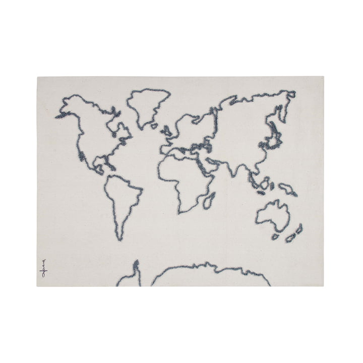 Wandkleed, wereldkaart, 160 x 120 cm, naturel / zwart door Lorena Canals