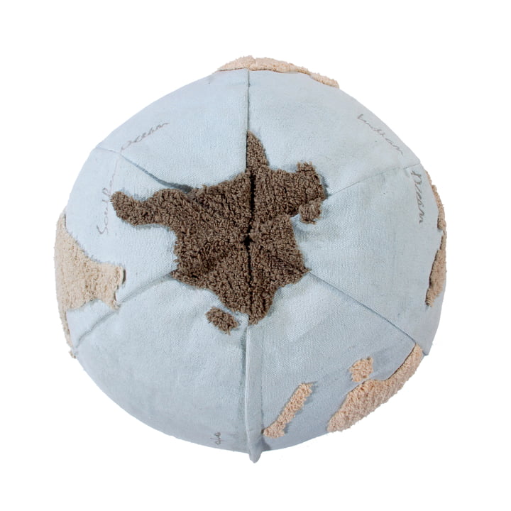 World Map Poef, Ø 50 cm, lichtblauw / beige by Lorena Canals