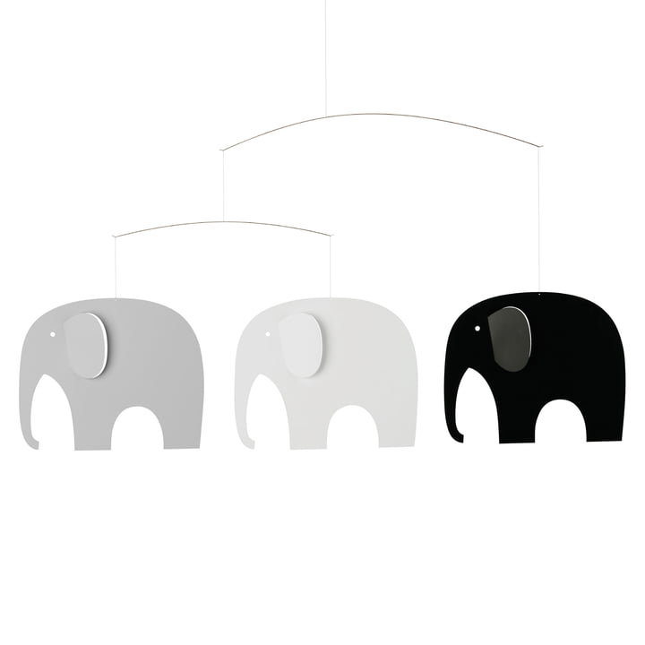 Flensted Mobiles Elephant meeting mobile by in kleur grijs