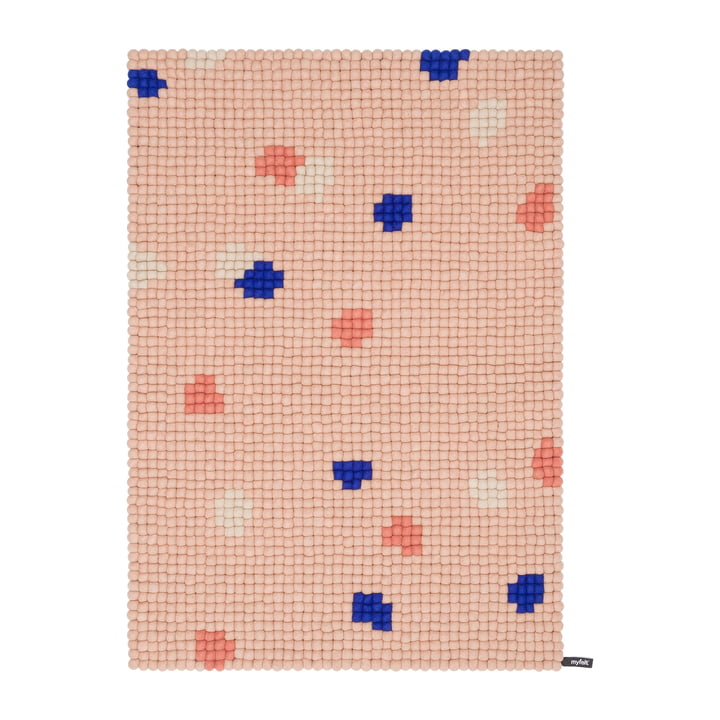 myfelt - Terra Rose Baldeken van vilt, 180 x 260 cm, rosé / koraal / wit / kobaltblauw