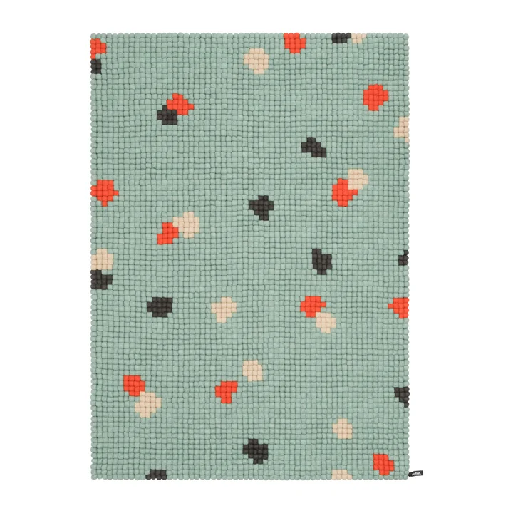 myfelt - Terra Ocean Baldeken van vilt, 180 x 260 cm, turquoise / rood / beige / grijs