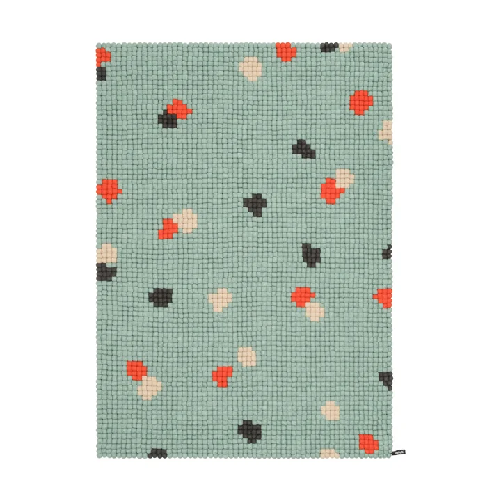 myfelt - Terra Ocean Baldeken van vilt, 140 x 200 cm, turquoise / rood / beige / grijs