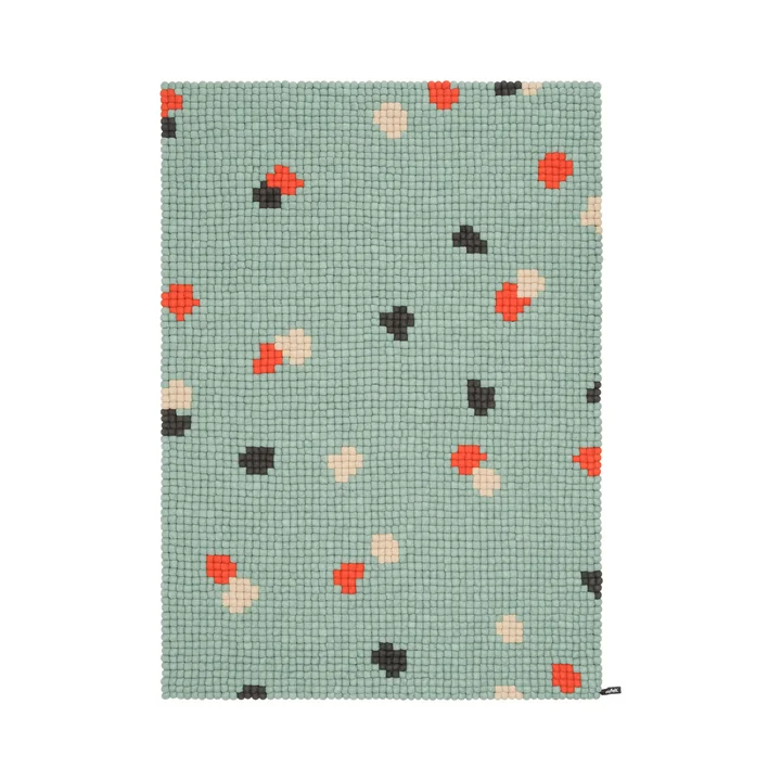 myfelt - Terra Ocean Baldeken van vilt, 120 x 170 cm, turquoise / rood / beige / grijs