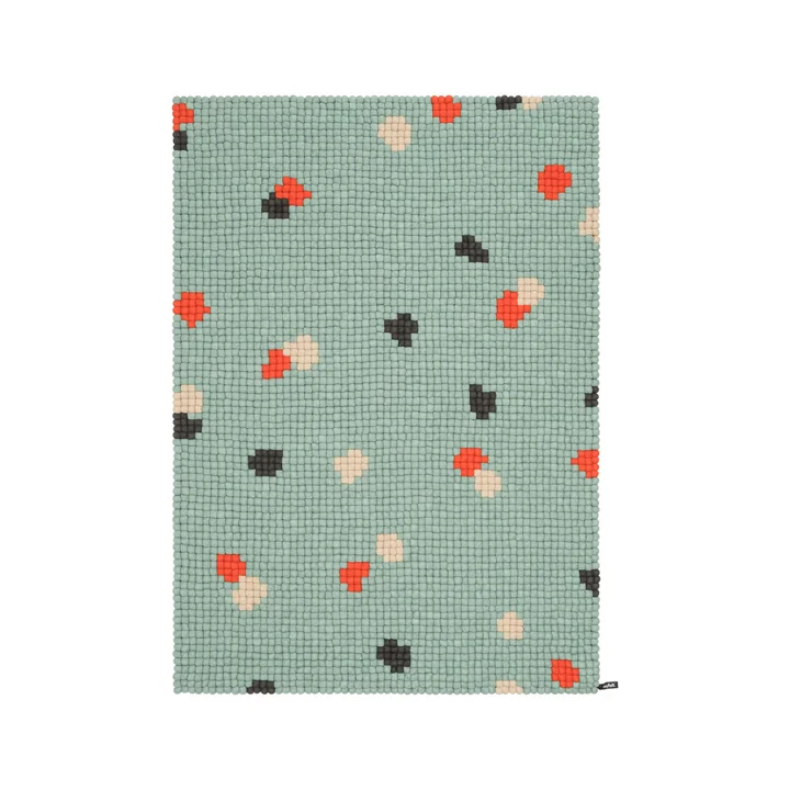 myfelt - Terra Ocean Baldeken van vilt, 70 x 100 cm, turquoise / rood / beige / grijs