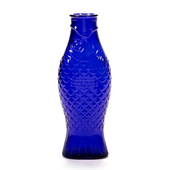 Fish & Fish Glazen fles van Serax in de kleur kobaltblauw