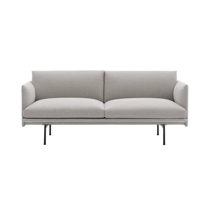 Muuto - Outline Sofa 2-zits, zwart/grijs (Kvadrat by Sahco Clay 12)