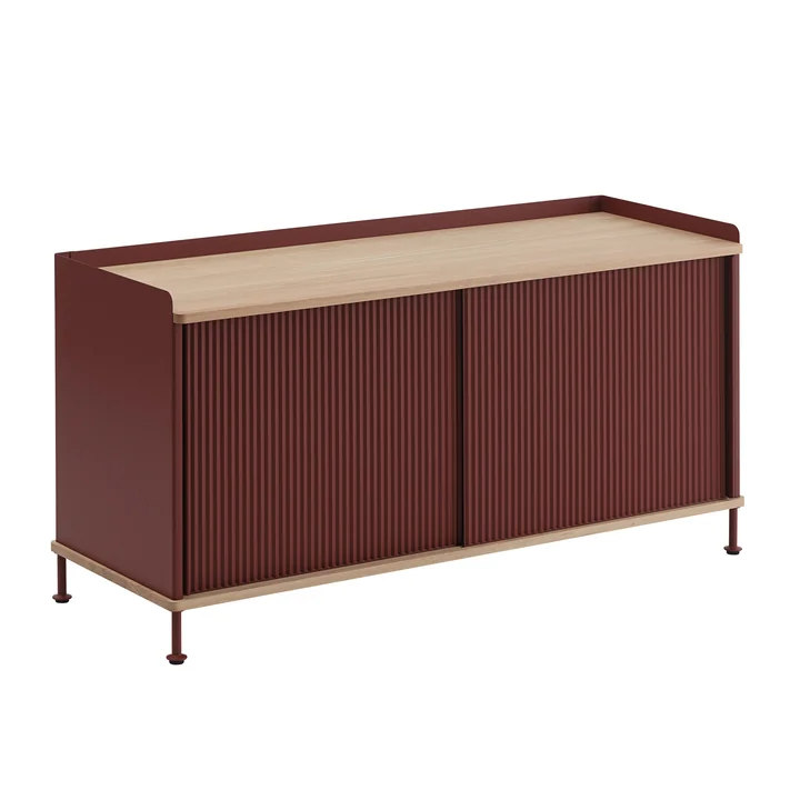 Muuto Enfold Sideboard - laag, eiken / diep rood