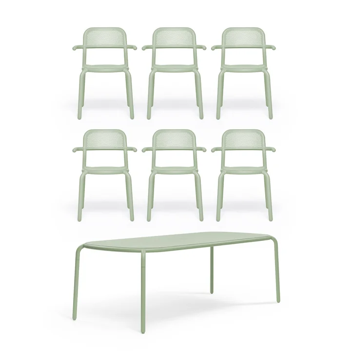 Fatboy - Toní Tuintafel + tuinstoel, mistgroen (poedercoating)