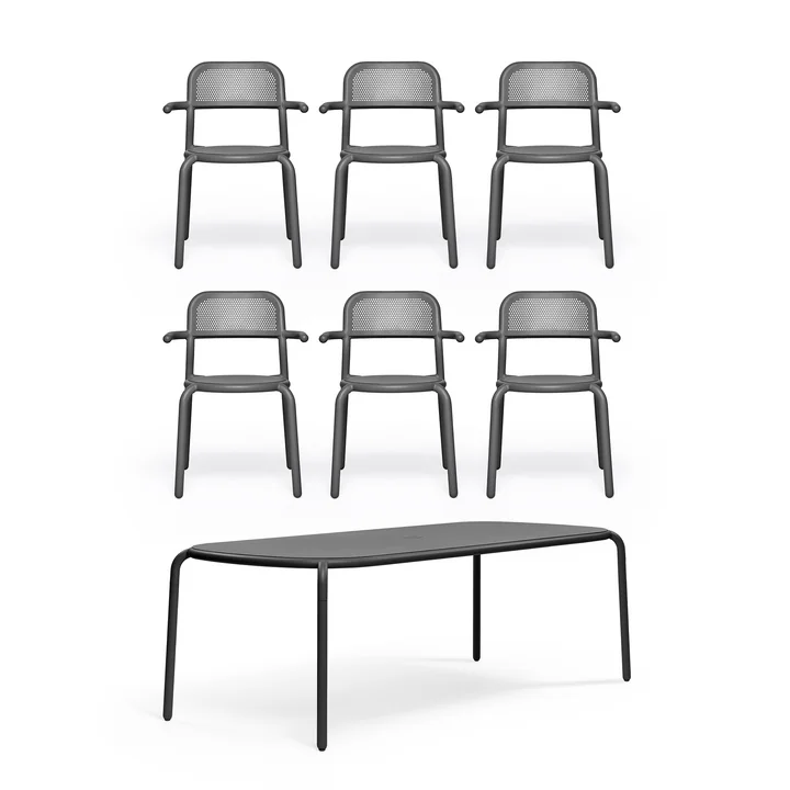 Fatboy - Toní Tuintafel + tuinstoel, antraciet (poedercoating)