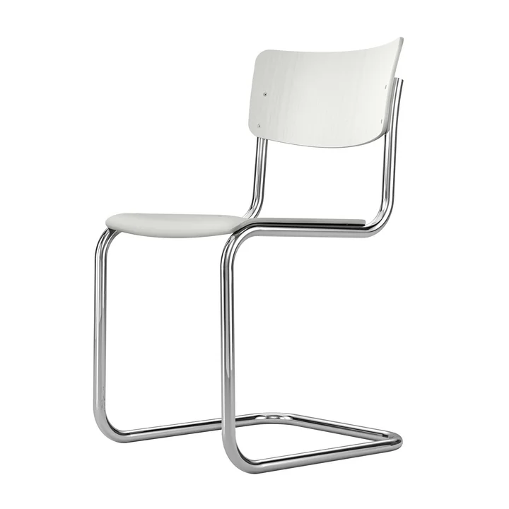 Thonet - S 43 Sledestoel, chroom / wit geglazuurd TP 200