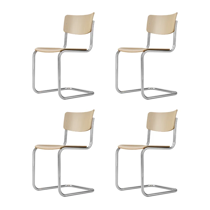 Thonet - S 43 Stoel, chroom / beuk naturel (TP 17) (set van 4)