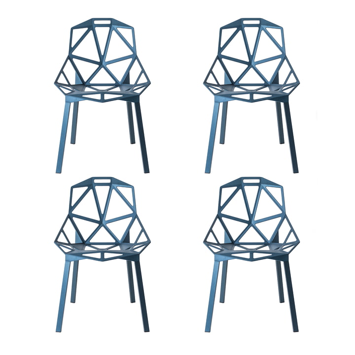 Magis - Chair One Buitenstoel, stapelbaar, blauw (set van 4)