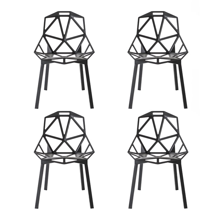 Magis - Chair One Buitenstoel, stapelbaar, zwart (set van 4)