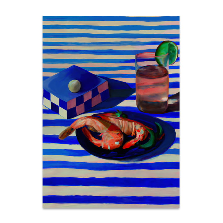 Shrimp Stripes Poster, 50 x 70 cm van Paper Collective