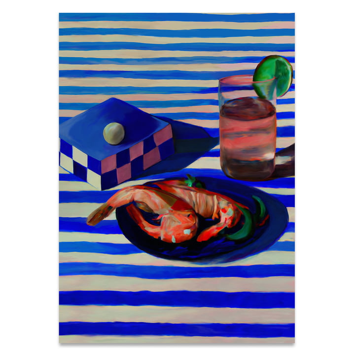 Shrimp Stripes Poster, 70 x 100 cm van Paper Collective