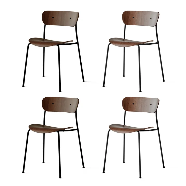 & Tradition - Pavilion Stoel, frame zwart / walnoot gelakt (set van 4)