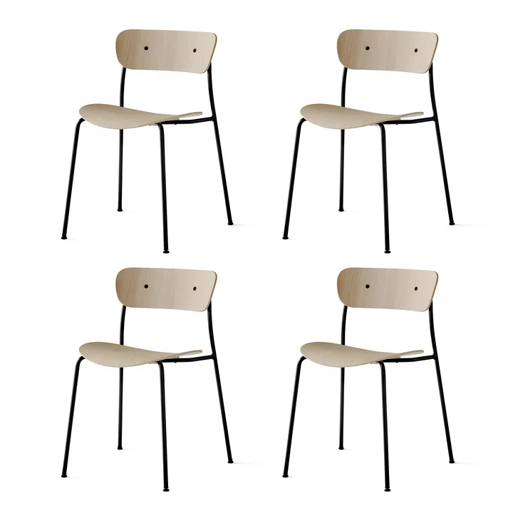 & Tradition - Pavilion Stoel, frame zwart / eiken gelakt (set van 4)