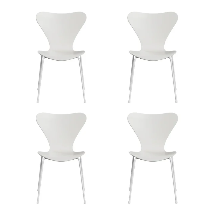 Fritz Hansen - Serie 7 stoel, monochroom essen wit / zwart frame (set van 4)