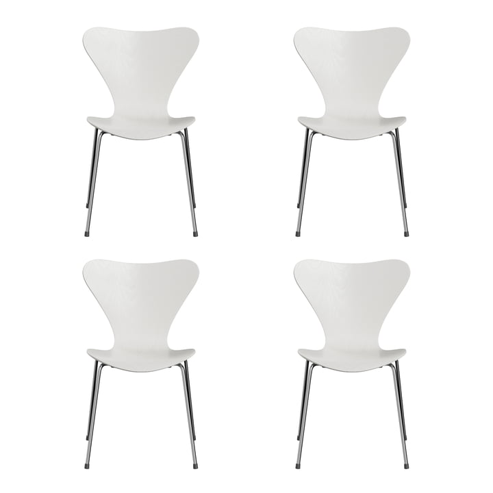 Fritz Hansen - Serie 7 stoel, chroom / essen wit (set van 4)