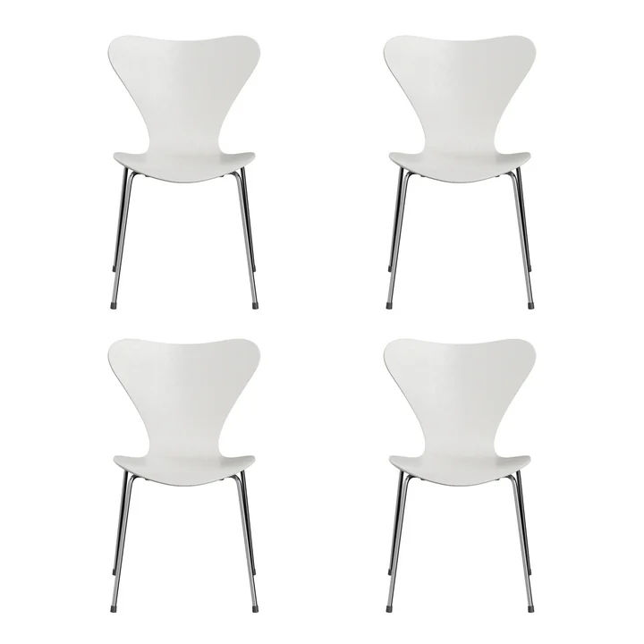 Fritz Hansen - Serie 7 stoel, chroom / essen wit (set van 4)