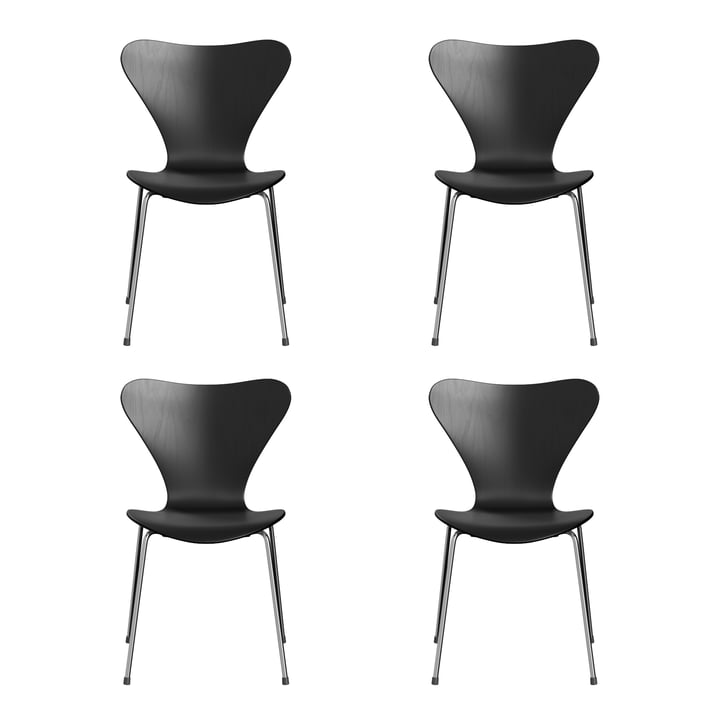 Fritz Hansen - Serie 7 stoel, chroom / zwart gekleurd essenhout (set van 4)