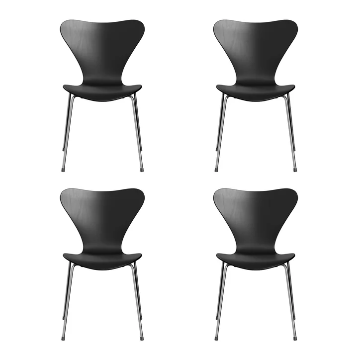 Fritz Hansen - Serie 7 stoel, chroom / zwart gekleurd essenhout (set van 4)