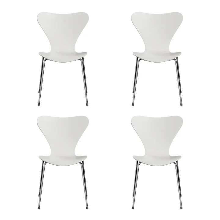 Fritz Hansen - Serie 7 stoel, chroom / essen wit gelakt (set van 4)