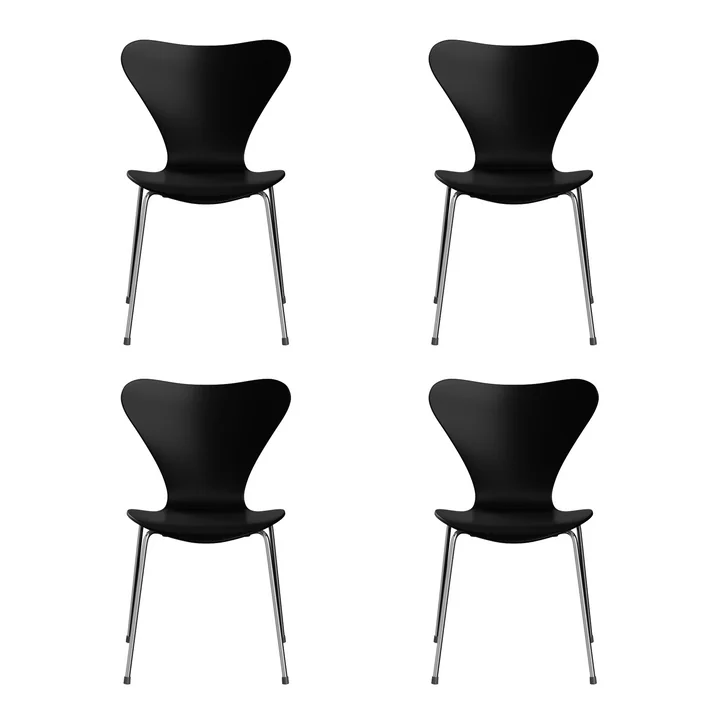 Fritz Hansen - Serie 7 stoel, chroom / zwart gelakt essen (set van 4)