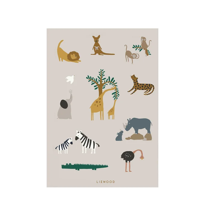 Beverly Poster, 50 x 70 cm, alles bij elkaar / zand door LIEWOOD