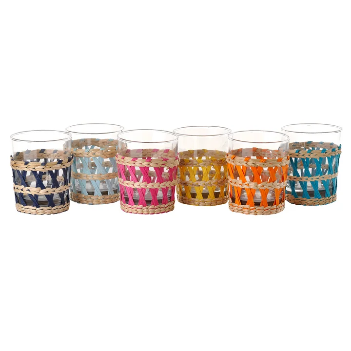 Pols Potten - Mok incl. riethouder, meerkleurig (set van 6)