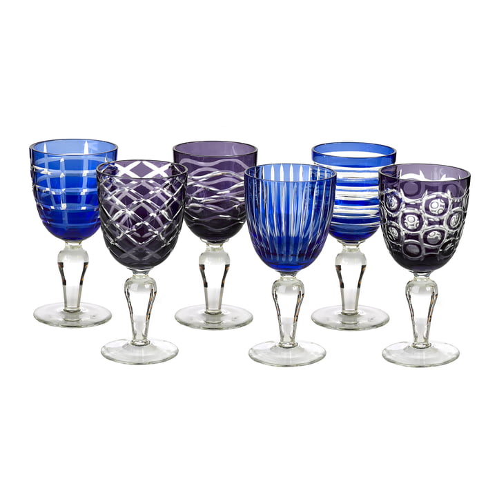 Pols Potten - Cobalt Wijnglas, veelkleurig (set van 6)