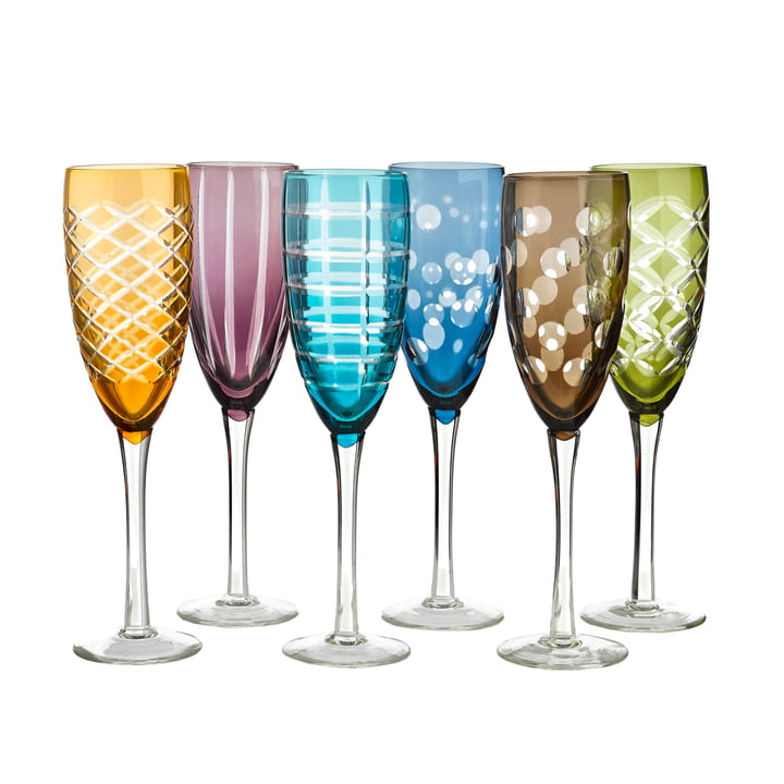 Pols Potten - Cuttings Champagneglas, Ø 7 cm, veelkleurig (set van 6)