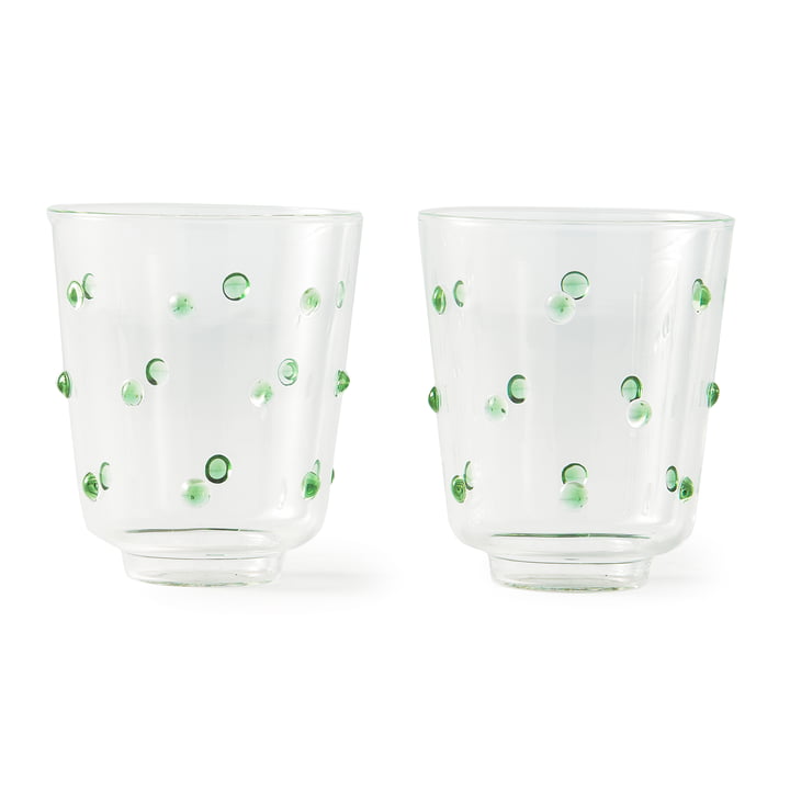 Pols Potten - Nob Drinkglas, H 10 cm, olijfgroen (set van 2)