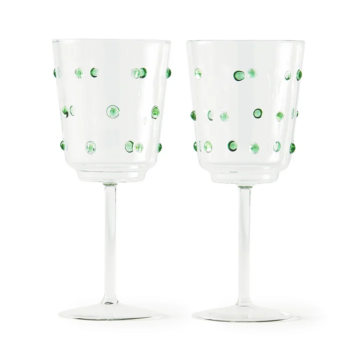 Pols Potten - Nob Wijnglas, H 20 cm, olijfgroen (set van 2)