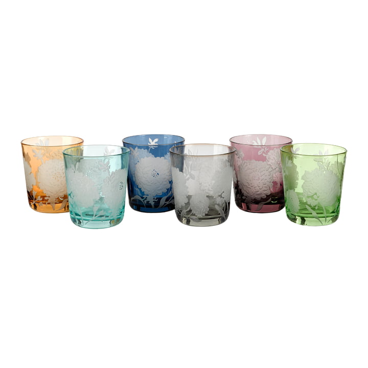 Pols Potten - Peony Glas, meerkleurig (set van 6)