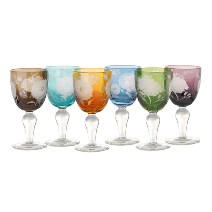 Pols Potten - Peony Wijnglas, veelkleurig (set van 6)