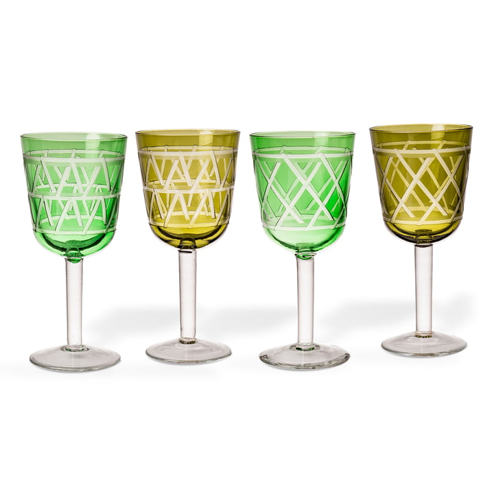 Pols Potten - Tie Wijnglas, veelkleurig (set van 4)