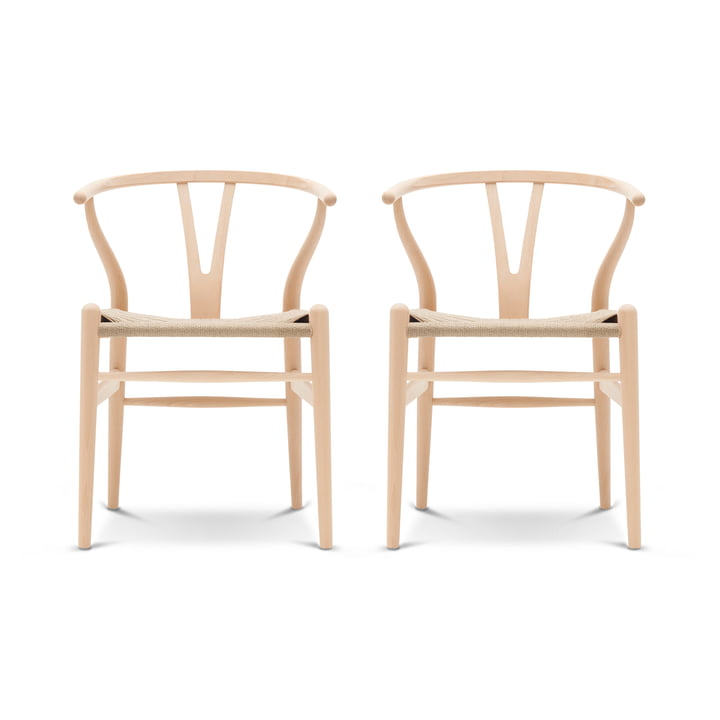 Carl Hansen - CH24 Wishbone Chair , gezeepte beuk / vlechtwerk naturel (set van 2)