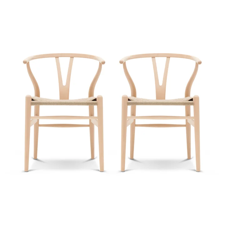 Carl Hansen - CH24 Wishbone Chair , gezeepte beuk / vlechtwerk naturel (set van 2)