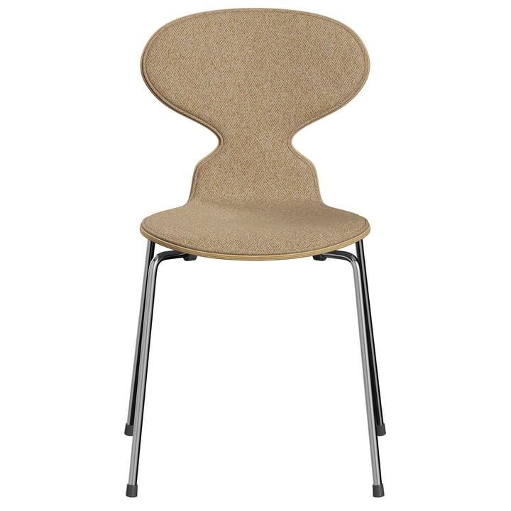 Fritz Hansen - Ant 3101 Stoel, beige / mosterd (Vanir 0413) / eiken blank gelakt / verchroomd