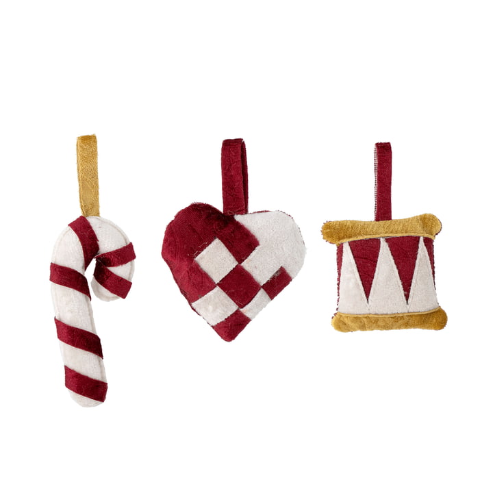 Bloomingville - Velua Ornament, rood (set van 3)