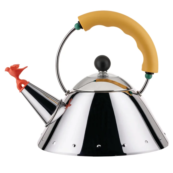 Waterkoker 9093 /1 "Bird Kettle" van Alessi in de gepolijste/gele versie
