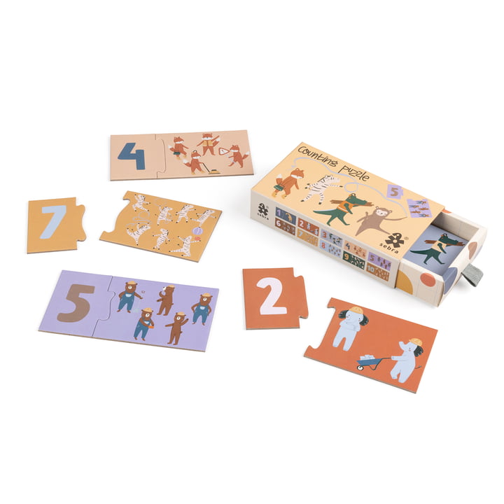 Puzzel met cijfers, Toes / Builders, veelkleurig by Sebra