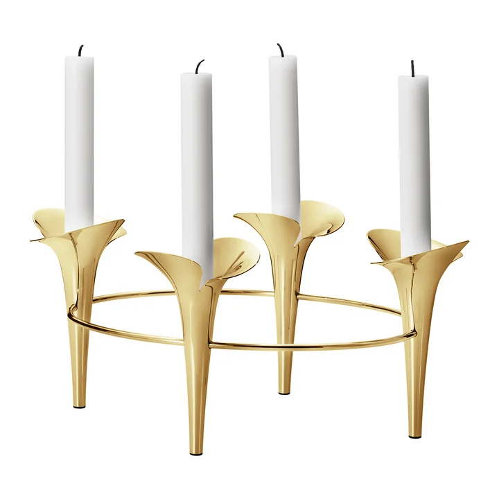Bloom Botanica Kandelaar, goud door Georg Jensen