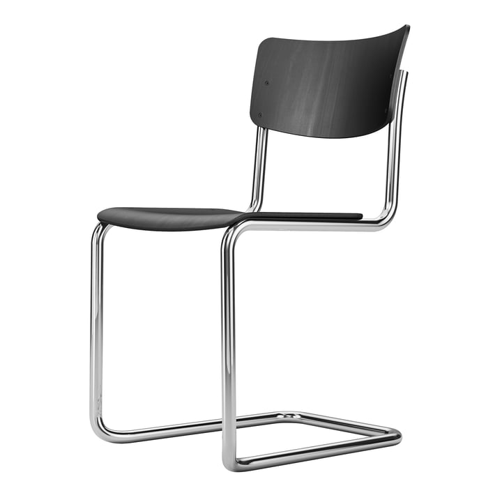 Thonet - S 43 ST Stoel, chroom / zwart gebeitst beuken (TP 29)