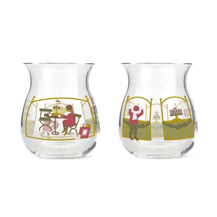 Holmegaard - Kerst theelichthouder 2023, H 7,5 cm (set van 2)