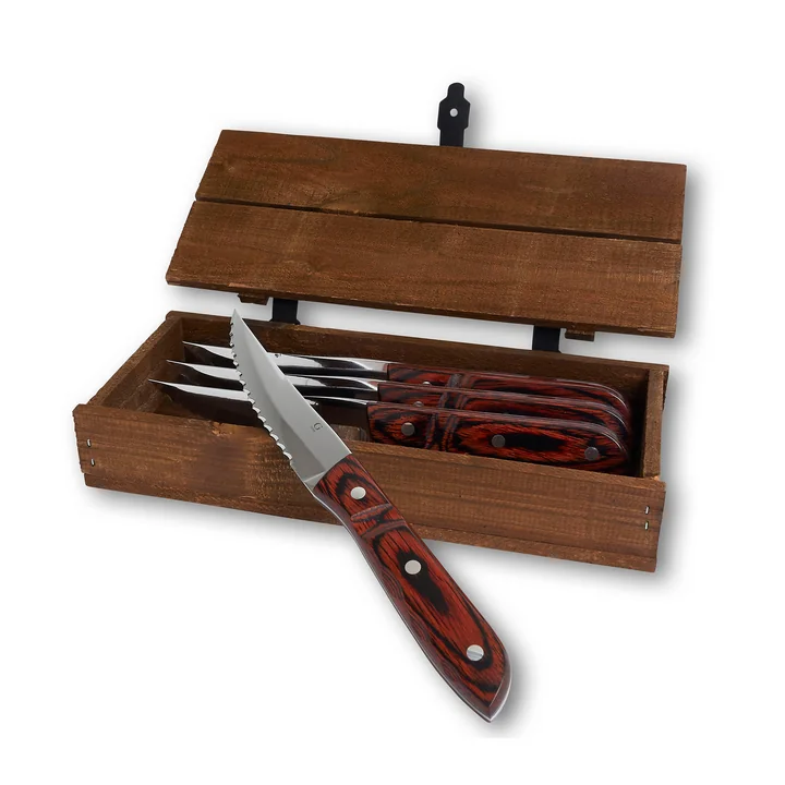 Gense - Old Farmer Steakmes XL, hout / staal (4 stuks)