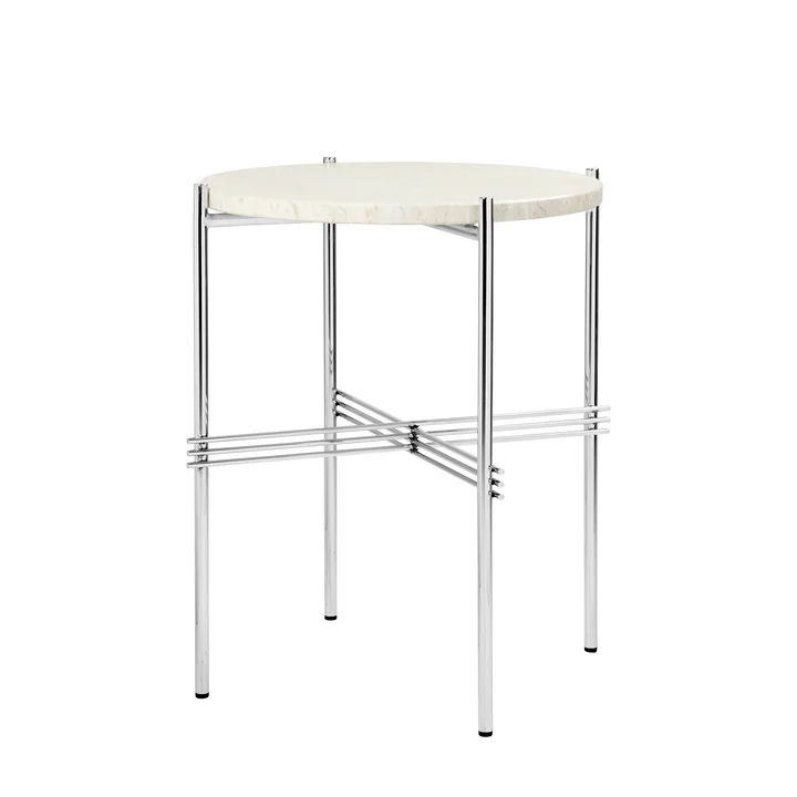 Gubi - TS salontafel Ø 40 cm, gepolijst / travertin wit