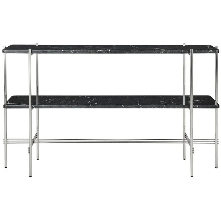 Gubi - TS Console tafel met 2 planken, gepolijst / zwart marmer